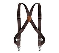 Men Suspenders Nickel Trigger Snap Clips 1.4 Inch Wide Multicolor(Deep Brown)