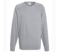 Men Sweatshirt Raglan Sweat Pullover Crew Neck Light Plain Top Fruit Of The Loom