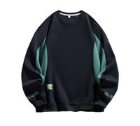 Men Sweatshirt Youth Classic Trend Pullover Regular Fit Fashion Urban Sportshirt Lightweight Comfortabel Casual Long Sleeves Tops I-Black 5XL