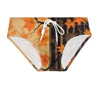 Men Swim Shorts - Male Maple Leaf Themed Canadian Independence Day Triangle Print Soft And Comfortable Swimming Spa Tie Swimming Shorts