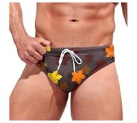 Men Swim Shorts - Male Maple Leaf Themed Canadian Independence Day Triangle Print Soft And Comfortable Swimming Spa Tie Swimming Shorts