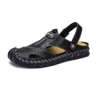 Men Synthetic Leather Hiking Sandals Men Closed Toe Slip on Rubber Sole Water Sandals White Casual Casual Wide Fit Breathable Slip on Thongs Sliders Beach Slides Cushioned Arch Support for