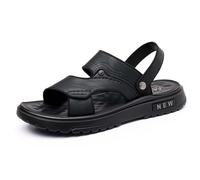 Men Synthetic Leather Slides for Men Open Toe Slip on Rubber Sole Flip Flops Brown Beach Sandals Casual Standard Fit Breathable Cushioned Outdoor Footwear Casual Shoes Summer Sandals Cushioned