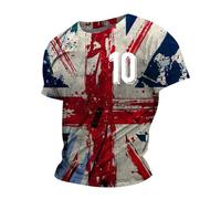 Men T Shirt England Flag Athlete Number Print Short Sleeve Round Neck T Shirt Football Country European Supporters English Tournament 2024 Footy Soccer Top(Men #10, XL)