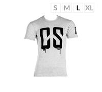 Men T-Shirt Fitness Short Sleeve Top Workout Training Gym Casual Size L Grey Tee