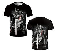 Men T-Shirt Knights Templar Vintage Print Slim Pullover Tee Fitness Sportswea