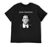 Men T-Shirt Nicolas Cage John Travolta Face Off Funny Cotton Tees Short Sleeve T Shirt O Neck Tops Adult Black L