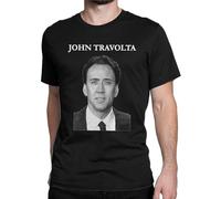 Men T-Shirt Nicolas Cage John Travolta Face Off Funny Cotton Tees Short Sleeve T Shirt O Neck Tops Adult Black XL