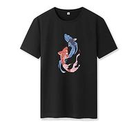 Men T-Shirt Print Round Neck Summer Men Leisure Shirt Breathable Loose-Fit Trend Short-Sleeved Men Shirt Comfortable Fashion Sandy Beach Vacation Men Streetwear A-Black 5XL