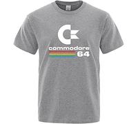 Men T-Shirts 2021 Summer Commodore 64 Print T Shirt C64 SID Amiga Retro Cool Design T-Shirt Short Sleeve Top Tee Mens Clothing Grey