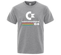 Men T-Shirts 2021 Summer Commodore 64 Print T Shirt C64 SID Amiga Retro Cool Design T-Shirt Short Sleeve Top Tee Mens Clothing Grey