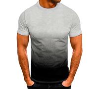 Men T Shirts UK Gradient 3D Print Tshirt Summer Regular Fit Short Sleeve Tops Lightweight Running Workout T-Shirts Casual Crew Neck Tee Shirts Pullover Gray