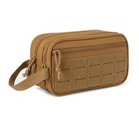 Men Tactical Toiletry Bag Hygiene Wash Bag Military Tool Molle Straps Dopp Pouch Mens Shaving Kit Travel Shower Bag Organiser Makeup Bathroom Camping (Khaki)