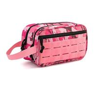 Men Tactical Toiletry Bag Hygiene Wash Bag Military Tool Molle Straps Dopp Pouch Mens Shaving Kit Travel Shower Bag Organiser Makeup Bathroom Camping (Pink)