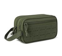 Men Tactical Toiletry Bag Hygiene Wash Bag Military Tool Molle Straps Dopp Pouch Mens Shaving Kit Travel Shower Bag Organiser Makeup Bathroom Camping (Green)