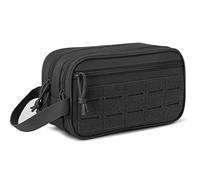 Men Tactical Toiletry Bag Hygiene Wash Bag Military Tool Molle Straps Dopp Pouch Mens Shaving Kit Travel Shower Bag Organiser Makeup Bathroom Camping (Black)