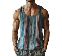 Men Tank Tops Fourth of July Beach Summer Sleeveless Graphic Big and Tall Tanktops Casual Striped Muscle Stylish Workout Vest Navy
