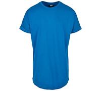 URBAN CLASSICS Men's Long Basic Tee with Round Neckline & Hem, Men's T-Shirt with Turn-Up Finish and Overcut Shoulders, Short-Sleeve Tall Tee T-Shirt with Long Fit, Colour: Sporty Blue, Size: X-Large