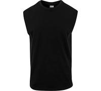 Urban Classics Men's Sleeveless T-Shirt Workout Vest with Round Neckline and Rolled Hems, Loose Tank Top, 100% Jersey Cotton, Black, Size: Medium, M