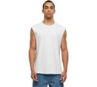 Urban Classics Men's Sleeveless T-Shirt Workout Vest with Round Neckline and Rolled Hems, Loose Tank Top, 100% Jersey Cotton, White, Size: Large, L