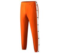 Men Tear Away Basketball Pants High Split Side Snap Breakaway Sweatpants Athletic Joggers for Post Surgery Recovery Orange Medium