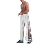 Men Tearaway Pants for Post Surgery 2 Side Snap Breakaway Open Bottom Pant Women Loose Fit Rip Off Cotton Pants for Recovery, Light Grey, X-Large