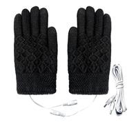 Men Teen Boys USB Heated Winter Knitted Five Finger Gloves - Thermal Touchscreen Typing Soft Electric Heating Hand Warmer for Texting Gaming Running Skiing