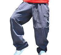 Men/Teen Boys Vintage Hip Hop Baggy Casual Trousers Hipster Style Baggy Multiple Pockets Cargo Pants Gray