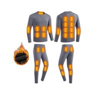 Men Thermal Set, USB Smart Heated Men Thermal Underwear Set, 28 Heating Zones Heated Base Layer Men, Lightweight Thermal Heating Trousers Underwears(Grey,M)