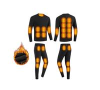 Men Thermal Set, USB Smart Heated Men Thermal Underwear Set, 28 Heating Zones Heated Base Layer Men, Lightweight Thermal Heating Trousers Underwears(Black,XL)
