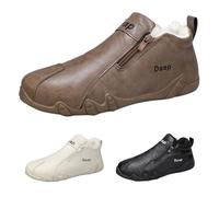 Men Thermal Trainers Half Zip Fleece Shoes Warm Men's Slip On Trainers Secure Foothold Walking Shoes Non-Slip Winter Boots Outdoor Trekking Sneakers with Warm Padded Low Top Snow Boots Brown