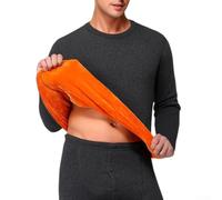 Men Thermal Underwear Set Velvet Thicken Plus Size L-5XL(Dark Grey XL)