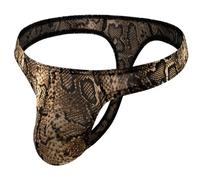 Men Thong - Male Leopard Pattern Serpentine Underwear Printed Thong Low Waist Sexy Underwear (Black M)