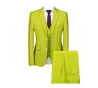 Men Three-Piece Ceremonies Wedding Suit Tailored Fit Smart Formal 3 Piece Tuxedo Suits Jacket & Waistcoat & Pants for Business Dinner Party CGreen XL