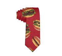 Men Tie Fashion Neckties Funny red Hamburger necktie Polyester Silk Novelty Neck Tie - One Size