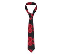 Men Ties, Classic Necktie, Formal Necktie For Men Business Wedding Party Work Tie Red Rose Floral