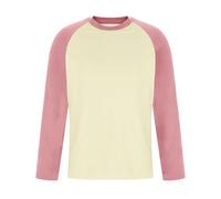 Men Tops Round Neck T Shirt Cotton Men's Tshirt Long Sleeve Mens T-Shirts Casual Shirt Men Raglan Patchwork Pullover Plus Size Sweatshirts for Men UK Pink