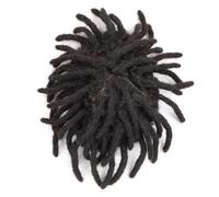Men Toupee Afro Curly Breadlocks Hair Natural Black 3-7" Human Hairs Replacement Systems Hairline Fine(5inches Dreadlocks 110%,8"x10")