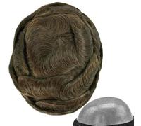 Men Toupee Human Hair, All V-Looped Poly Pu 6" Straight Hair Pieces For Men Human Hair Replacement System,4-8 * 10inch