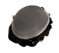 Men Toupee Mens Full Lace Toupee Hairpiece 6" Indian Human Hair Replacement Systems Men Hair Tropper(1b#,7x9)