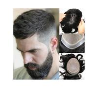 Men Toupee Men's Toupee, Indian Human Hair, Silk Base with PU Skin Around, Natural Looking Men Hair Tropper(6x8)