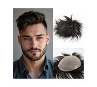 Men Toupee Men's Toupee Silk Base PU Around Real Human Hair Full Hand Tied Silk Top Straight Hair System Unit Men Hair Tropper(6x8)