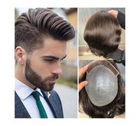 Men Toupee System for Mens Toupee Natural Hairline Toupee French Lace with Pu Human Hair Wigs Thin Skin Hairpieces Replacement Systems Men Hair Tropper(#1B40 Color)