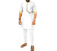 Men Tracksuit African Clothes Dashiki Embroidery Short Sleeve Shirt and Pants 2 Piece Set Dashiki Outfits