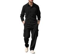 Men Tracksuit Set Corduroy Western Cowboy 2 Piece Outfits Long Sleeve Button Down Shirts Sweatpants Cargo Sets Work Combat Top and Bottom Jogging Suit Set Comfy Co Ord Activewear