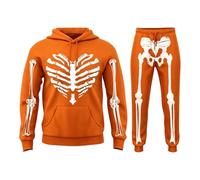 Men Tracksuit Set - Halloween Printed Sweatshirt For Men Versatile Ensemble Comfortable Fleece Blend Seasonal Party Casual Wear