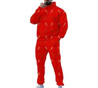 Men Tracksuit Set - Men's Print Sweatshirt Festive Holiday Outfit Stylish Design Comfortable Fit Casual Party Wear Celebrating Season In Style