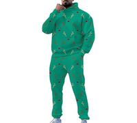Men Tracksuit Set - Men's Print Sweatshirt Festive Holiday Outfit Stylish Design Comfortable Fit Casual Party Wear Celebrating Season In Style