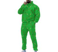 Men Tracksuit Set - Men's Print Sweatshirt Festive Holiday Outfit Stylish Design Comfortable Fit Casual Party Wear Celebrating Season In Style