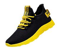 Men Trainers Running Shoes Lightweight Breathable Comfortable Walking Sneakers Mesh Workout Shoes Sports Athletic Tennis Trainers Yellow
